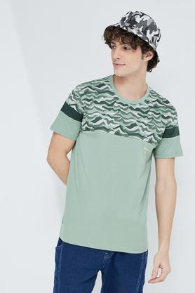 printed cotton regular fit men's t-shirt - dusty sage