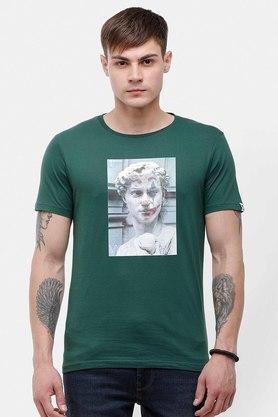 printed cotton regular fit men's t-shirt - green