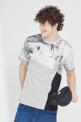 printed cotton regular fit men's t-shirt - grey grindle