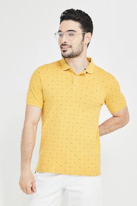 printed cotton regular fit men's t-shirt - muted lemon