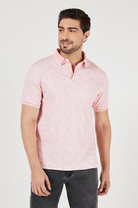printed cotton regular fit men's t-shirt - peach