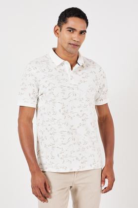 printed cotton regular fit men's t-shirt - white