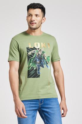 printed cotton regular fit men's t-shirts - green