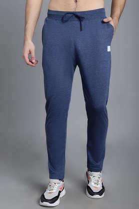 printed cotton regular fit men's track pants - indigo