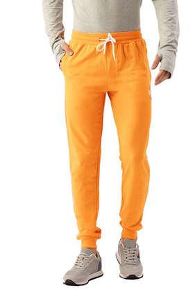 printed cotton regular fit men's track pants - orange