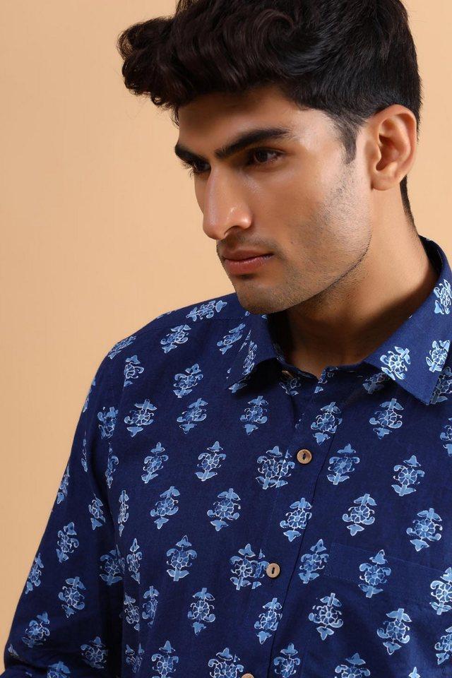 printed cotton regular fit mens casual shirt