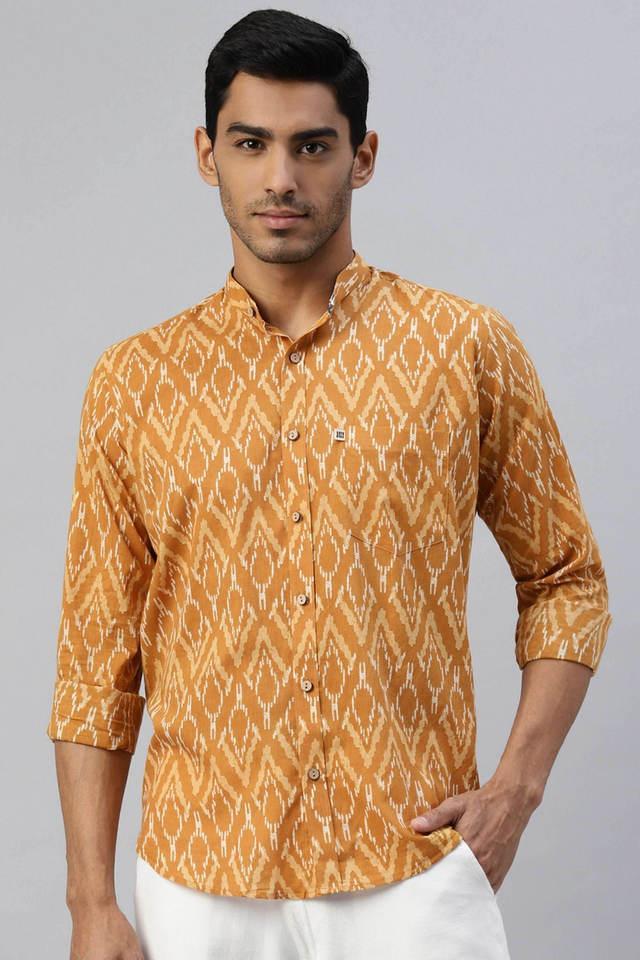 printed cotton regular fit mens casual shirt