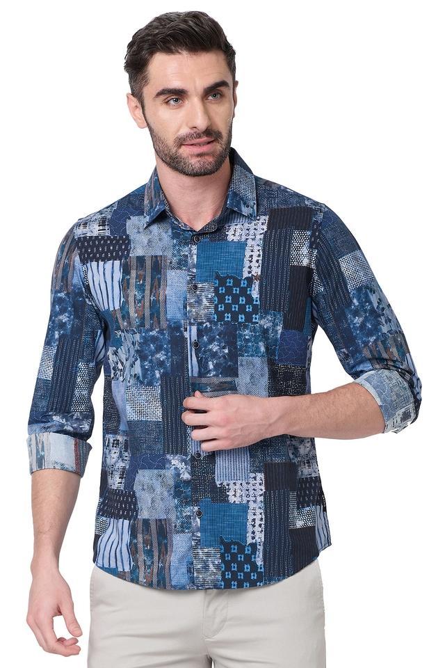 printed cotton regular fit mens casual shirt