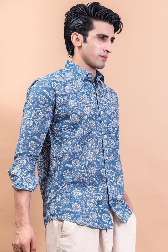 printed cotton regular fit mens casual shirt