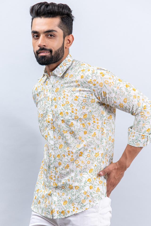 printed cotton regular fit mens casual shirt