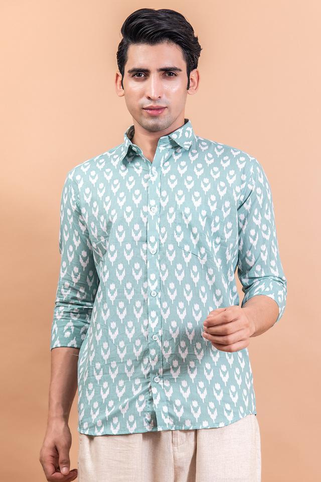 printed cotton regular fit mens casual shirt