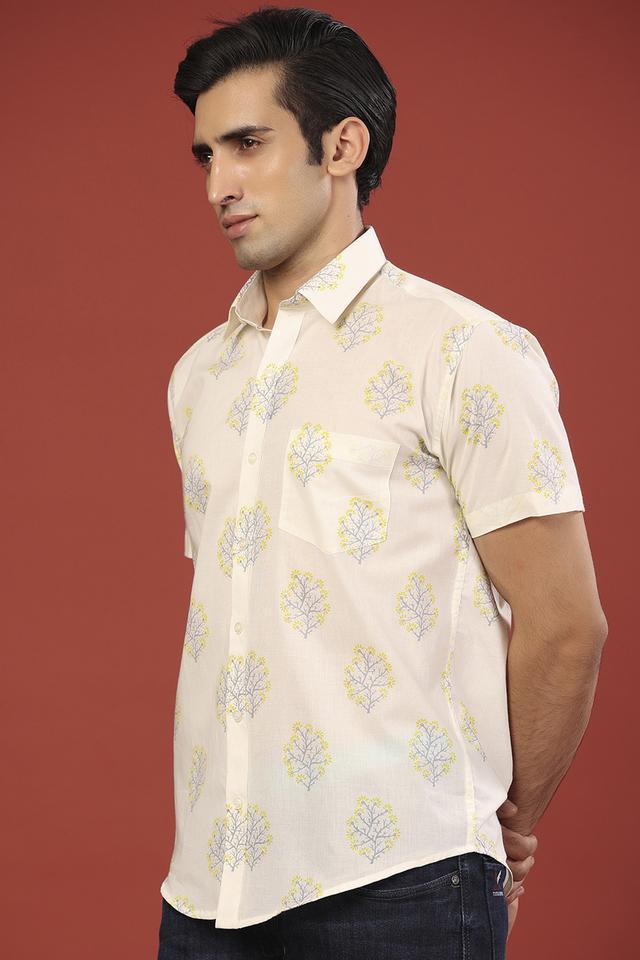 printed cotton regular fit mens casual shirt