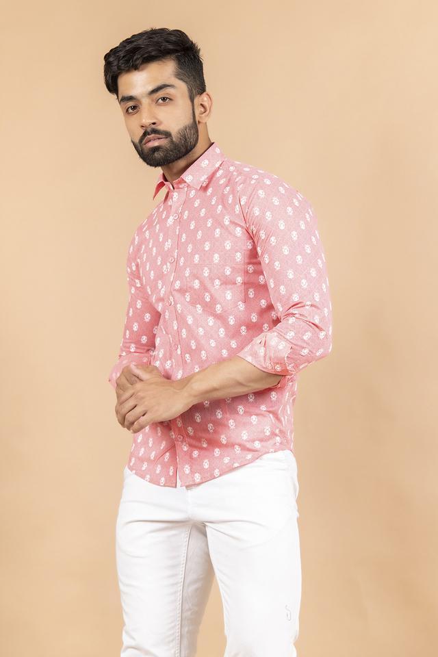 printed cotton regular fit mens casual shirt