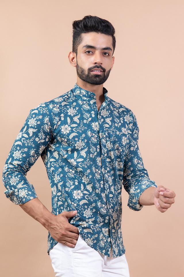 printed cotton regular fit mens casual shirt