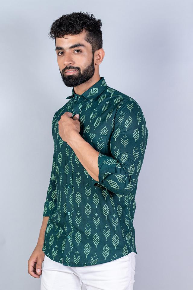 printed cotton regular fit mens casual shirt