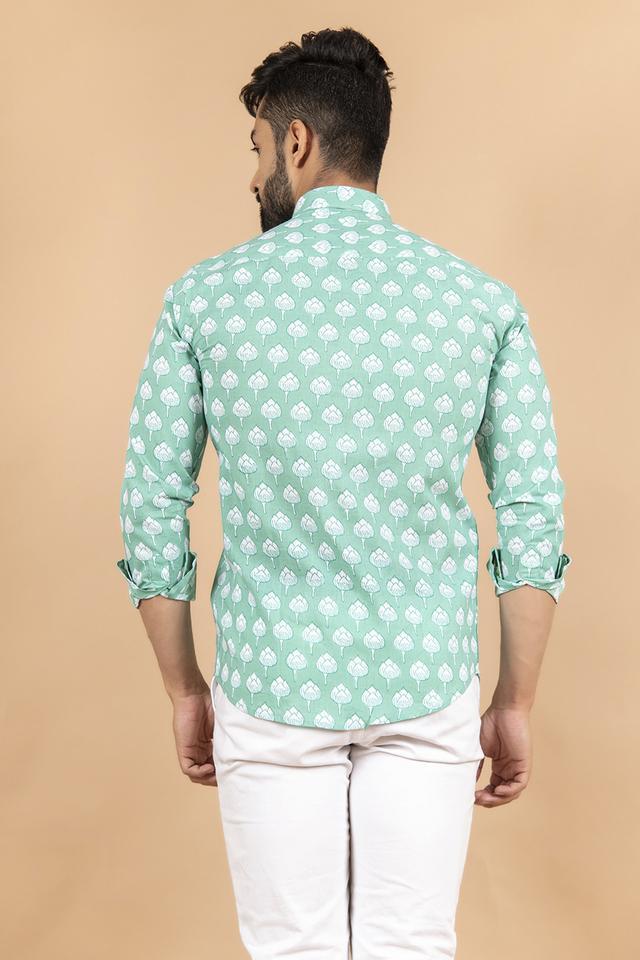 printed cotton regular fit mens casual shirt