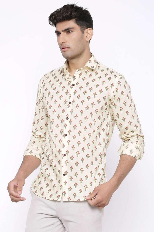 printed cotton regular fit mens casual shirt