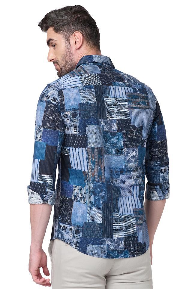 printed cotton regular fit mens casual shirt