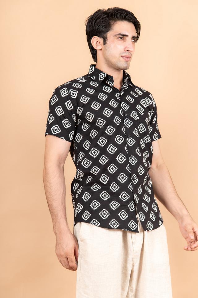 printed cotton regular fit mens casual shirt