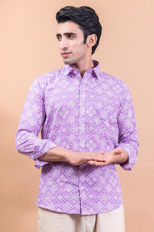 printed cotton regular fit mens casual shirt