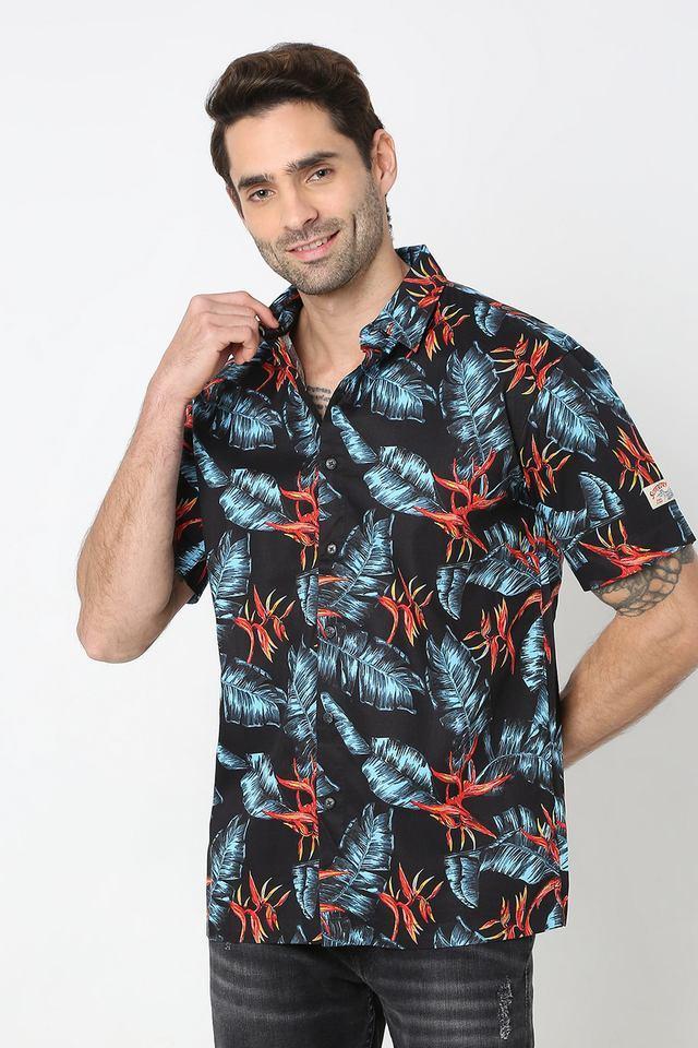 printed cotton regular fit mens casual wear shirt