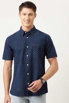 printed cotton regular fit mens formal wear shirt - multi