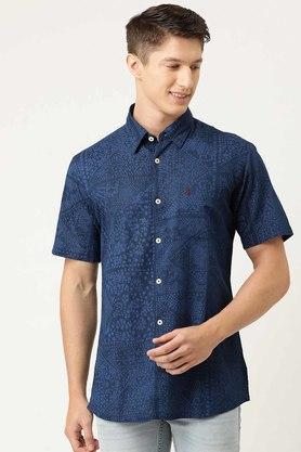 printed cotton regular fit mens formal wear shirt - multi