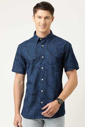 printed cotton regular fit mens formal wear shirt - multi