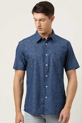 printed cotton regular fit mens formal wear shirt - multi