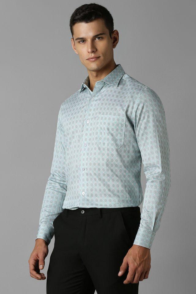 printed cotton regular fit mens formal wear shirt