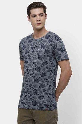 printed cotton regular fit mens t-shirt - navy