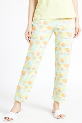 printed cotton regular fit women's pyjamas - yellow