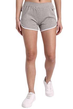 printed cotton regular fit women's shorts - grey