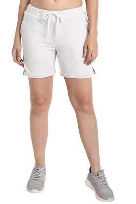 printed cotton regular fit women's shorts - grey