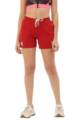 printed cotton regular fit women's shorts - red