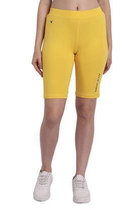 printed cotton regular fit women's shorts - yellow
