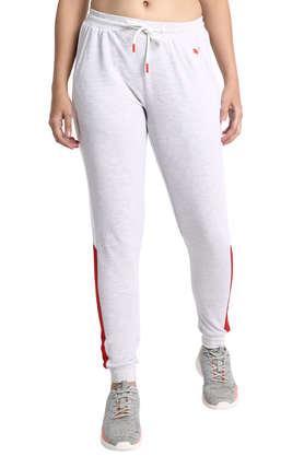 printed cotton regular fit women's track pants - grey