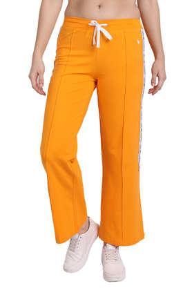 printed cotton regular fit women's track pants - orange