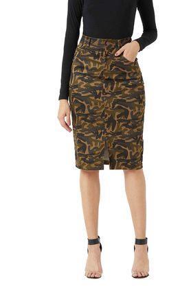 printed cotton regular fit womens skirt - multi