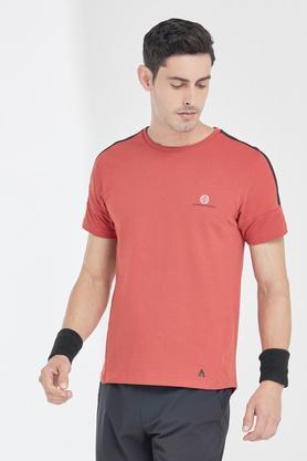 printed cotton regular men's active wear t-shirt - orange