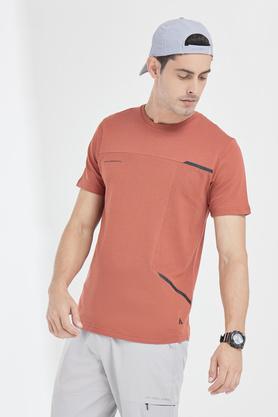 printed cotton regular men's active wear t-shirt - rust