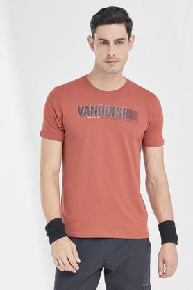 printed cotton regular men's active wear t-shirt - rust