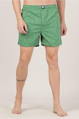 printed cotton regular men's shorts - green