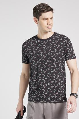 printed cotton regular mens t-shirt - black