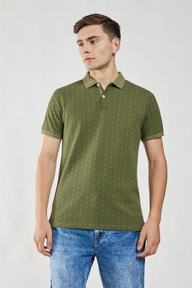 printed cotton regular mens t-shirt - green