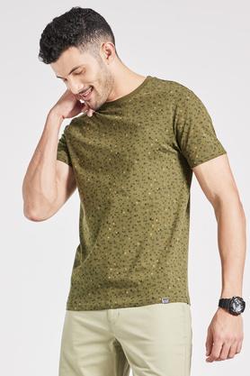 printed cotton regular mens t-shirt - green