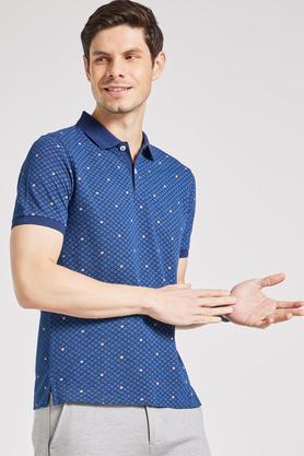 printed cotton regular mens t-shirt - ink blue