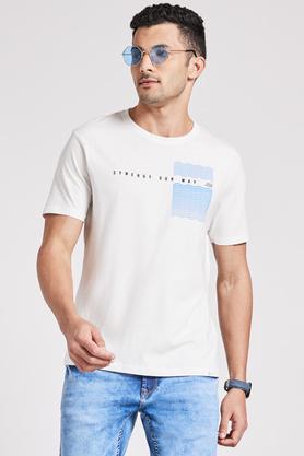 printed cotton regular mens t-shirt - off white