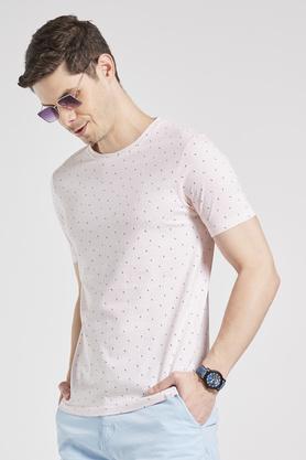 printed cotton regular mens t-shirt - peach