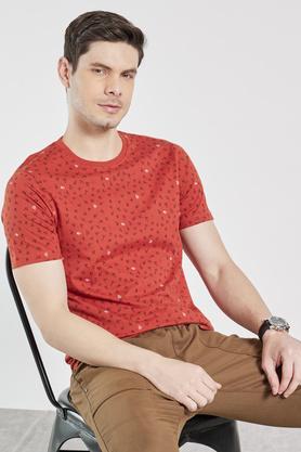printed cotton regular mens t-shirt - rust